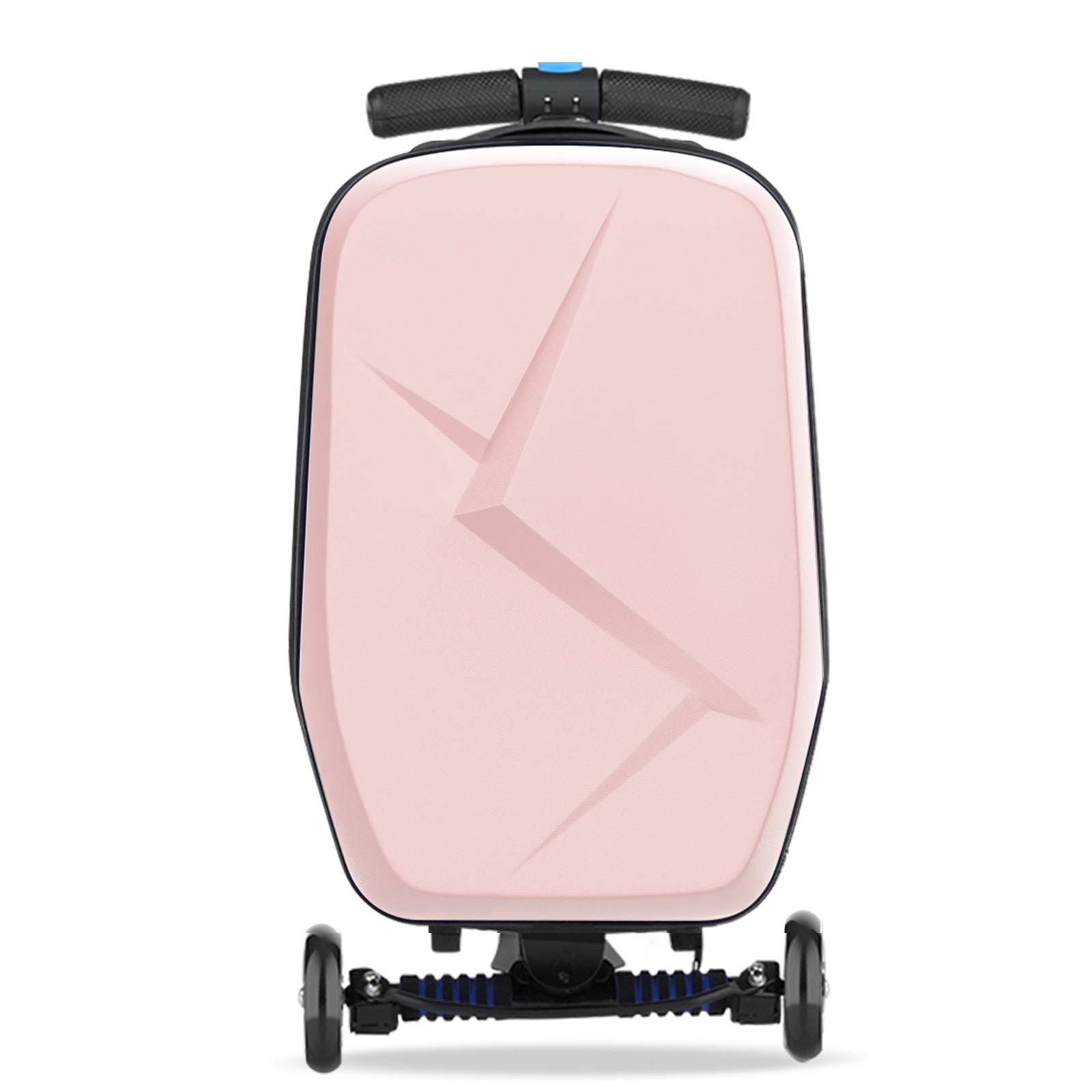 Advwin Scooter Luggage for Kids & Adults, Hardside Ride on Suitcase for Kids Ages 4-15 Multifunctional Lightweight Foldable Carry on Luggage with Wheels Ride on for Children Teenagers, Pink