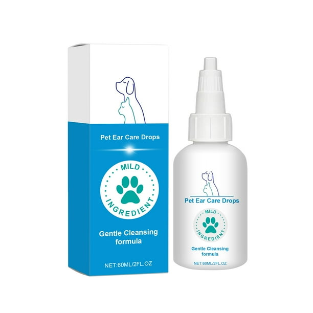 Limpiador de oídos, gotas para los oídos para mascotas, para el control de infecciones, ácaros de la levadura y picazón de cera de los oídos, 60ml