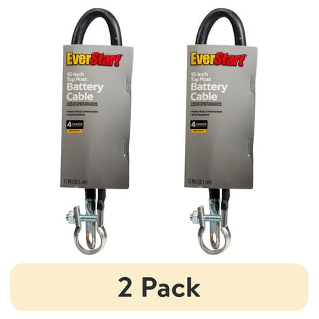 (2 pack) Everstart LF15-4-77 4-Gauge Top Post Battery Cable, 15-Inches