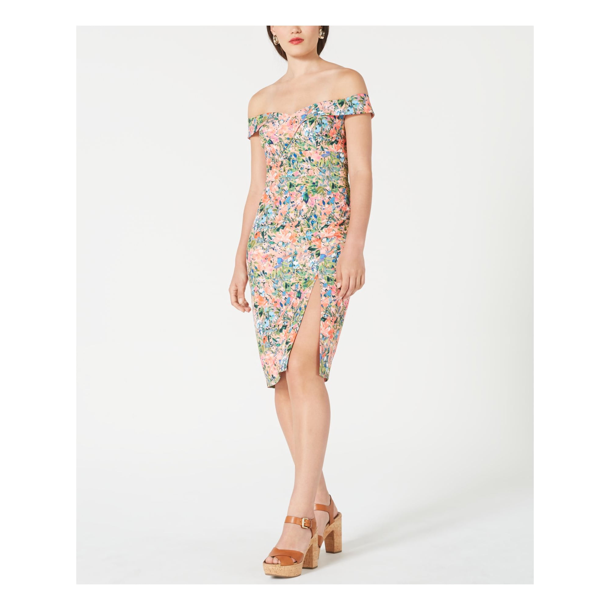 AIDAN MATTOX Womens Coral Floral Knee Length Body Con Dress Size: 0 -  Walmart.com