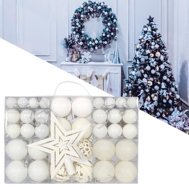 101 piezas de adornos de bolas de Navidad DIY superior de árbol para boda de hotel de Navidad Blanco BLESIY Bolas colgantes