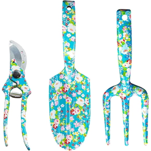 Ensemble d'Outils de Jardinage - Ensemble de 3 Pcs Robuste avec Sécateurs pour Creuser Désherber Extérieur Intérieur