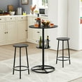 thumbnail image 2 of VECELO 3-Piece Bar Table Set with Wine Rack, Round Bistro Table with 2 Stools for Breakfast Nook, Dining Room, Kitchen, Black, 2 of 9