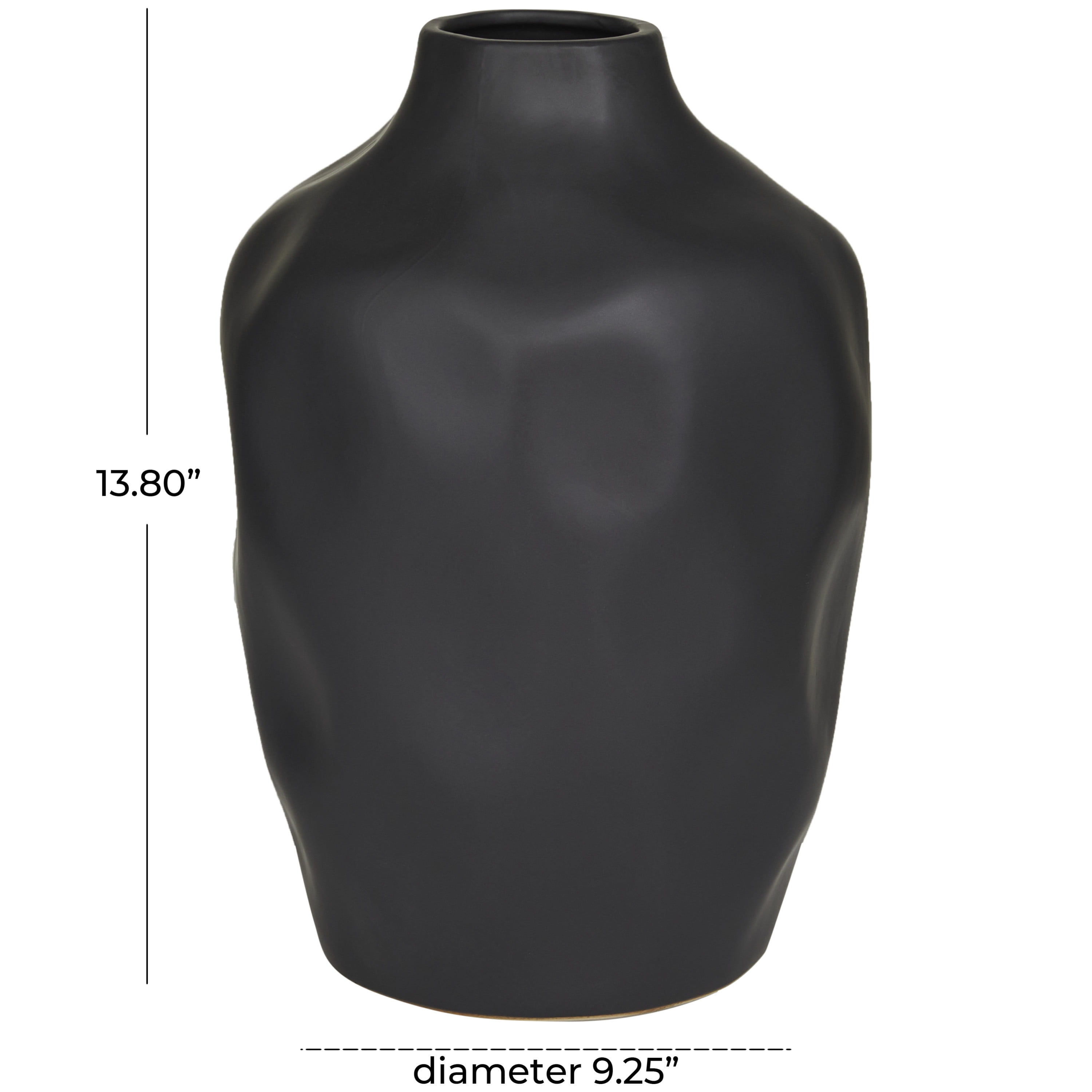 CosmoLiving by Cosmopolitan 9"W, 14"H Ceramic Modern Vase, Black, 1-Piece