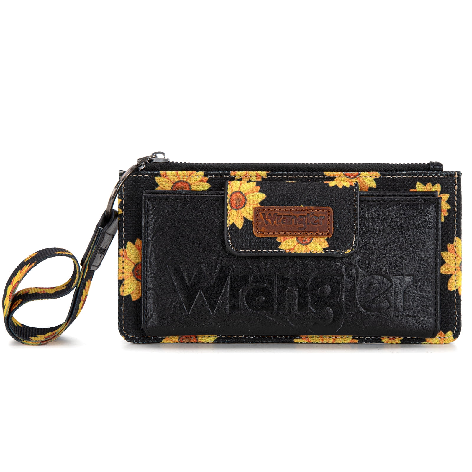 Wrangler Purses for Women Western Clutch Purse Rfid Wallet Womens, Sunflower-Black
