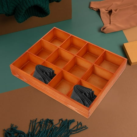 WHAMVOX Wooden Divided Tray For Organizing Socks Underwear Accessories Wooden Drawer Organizer Storage Box For Belts Ties Bras Briefs Socks Jewelry Tea Bag