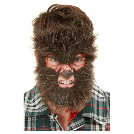Brown Werewolf Face Fur with Adhesive Unisex Adult Halloween Make-Up FX Costume