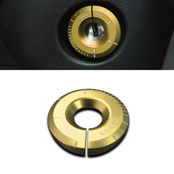 Xotic Tech Engine Ignition Keyhole Ring Cap Decoration Cover Trim Compatible with Volkswagen Golf GTI Jetta Passat CC, etc or Audi A3 A4 A6 TT w/The Flip Blade Key (Gold)