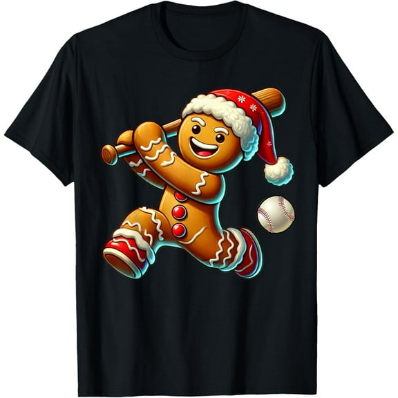 Funny Gingerbread Baseball Ugly Christmas Cookie T-Shirt tee