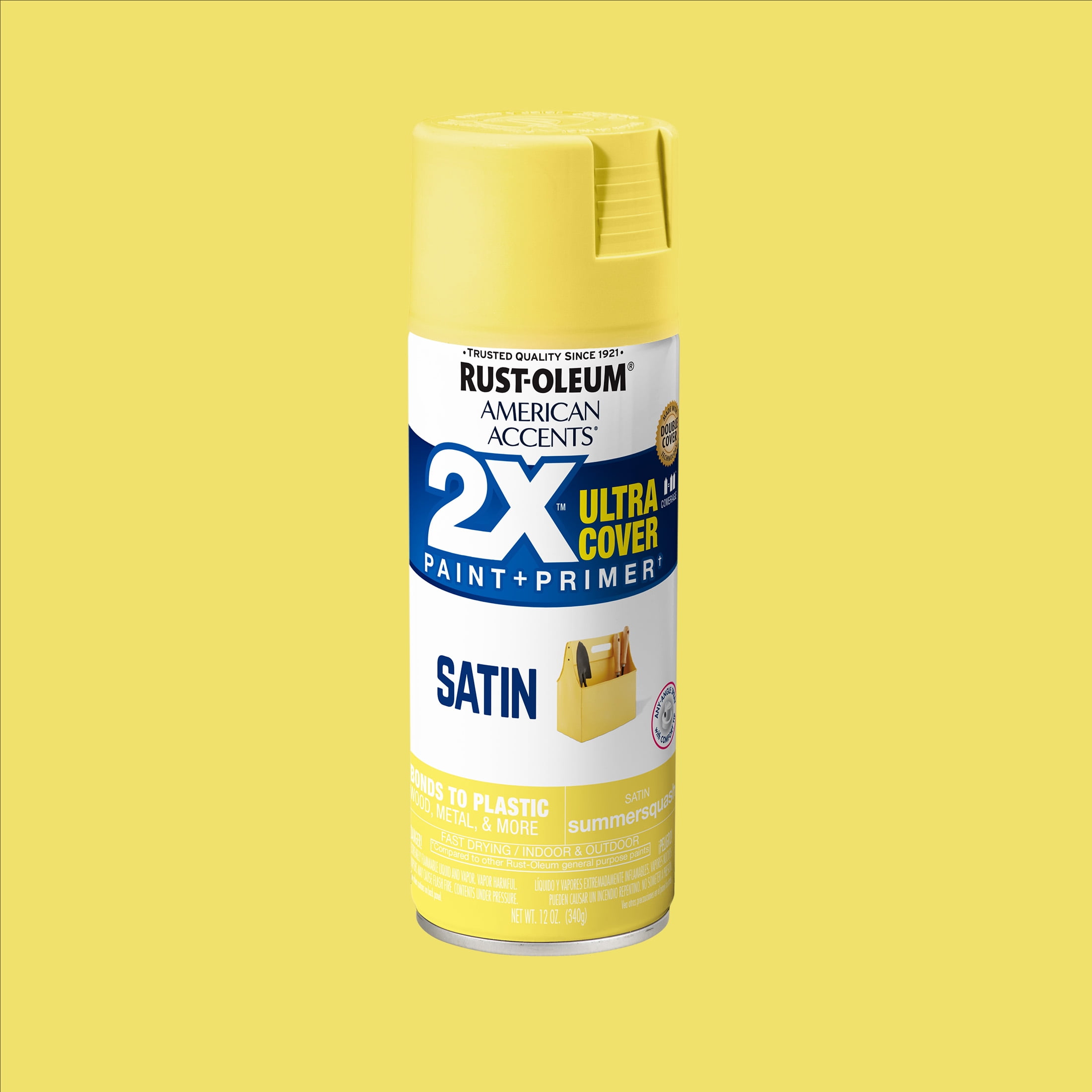 2-Pack Value - Rust-oleum american accents ultra cover 2x satin summer squash spray paint and primer in 1, 12 oz