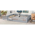 thumbnail image 6 of Full Size Floor Bed with Fence and Door,Rubber Wood Floor Bed with Safety Guardrails,for Living Room & Bedroom,Grey, 6 of 9