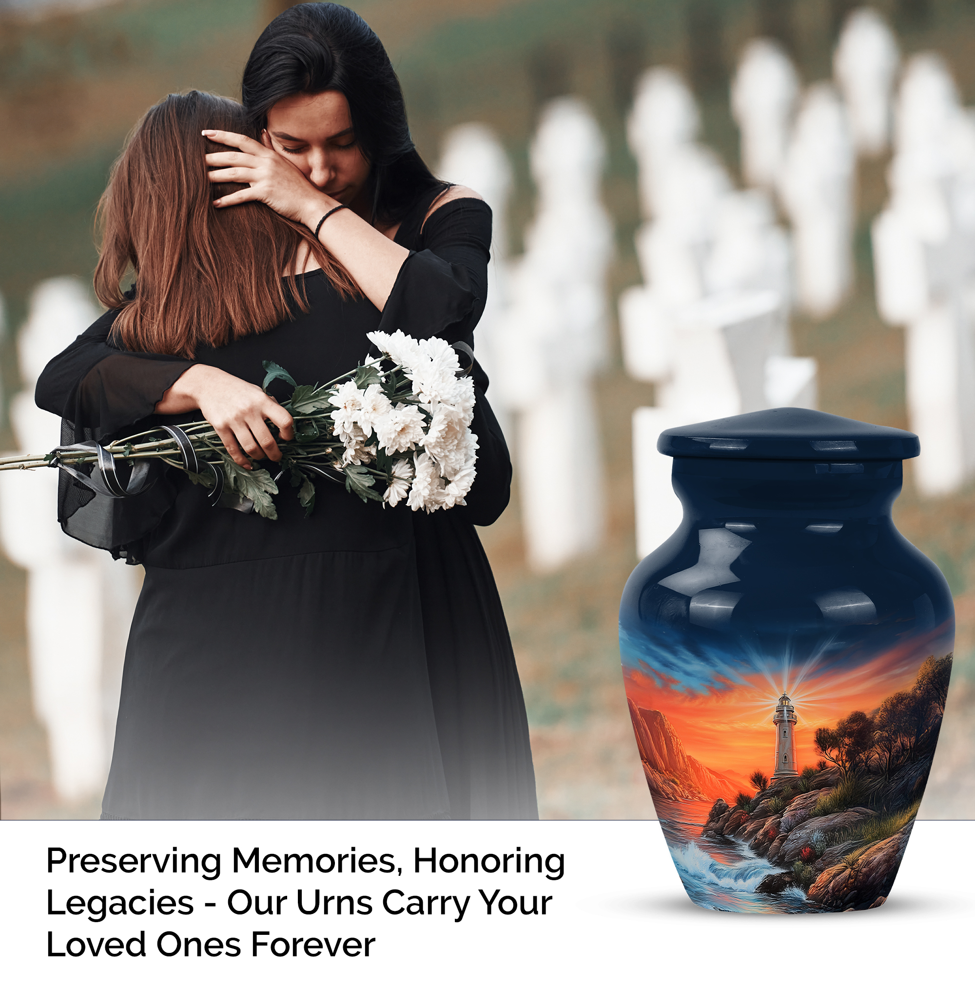 Lighthouse Keepsake Urns For Human Ashes For Boy, Orange Small Urn For Mom And Dad, Blue Keepsake Urns For Human Ashes Adult Female Small, Miniature 3 Inch