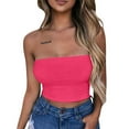 thumbnail image 3 of Summer Tube Tops for Women Solid Color Bralette Strapless Crop Top Sexy off the Shoulder Fitted Shirts Tee, 3 of 6