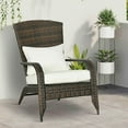 thumbnail image 5 of Yardi Yarda Patio Wicker Adirondack Chair with Soft Cushions, Outdoor All-Weather Rattan Fire Pit Chair with Tall Curved Backrest and Comfortable Armrests, Cream White, 5 of 11