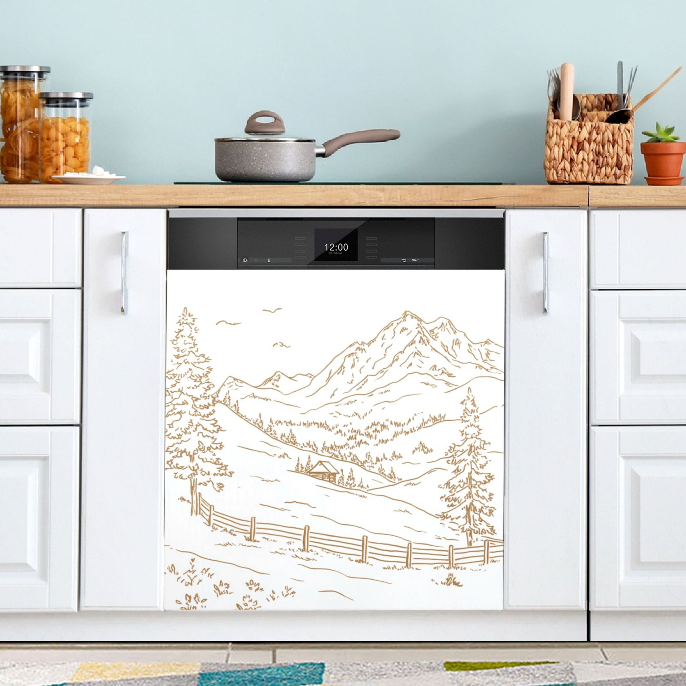 Dishwasher Magnetic Sticker 23x26 Inch Refrigerator Magnetic Sticker Washing Machine Magnetic Sticker Kitchen Panel Magnetic Sticker Home Decor Pretty Mountain