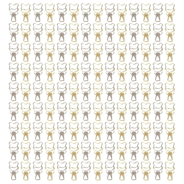 100pcs Liant Clips Gold Silver Mignon Ours Forme Forte Force de Serrage Métal Évidé Longue Queue Clips