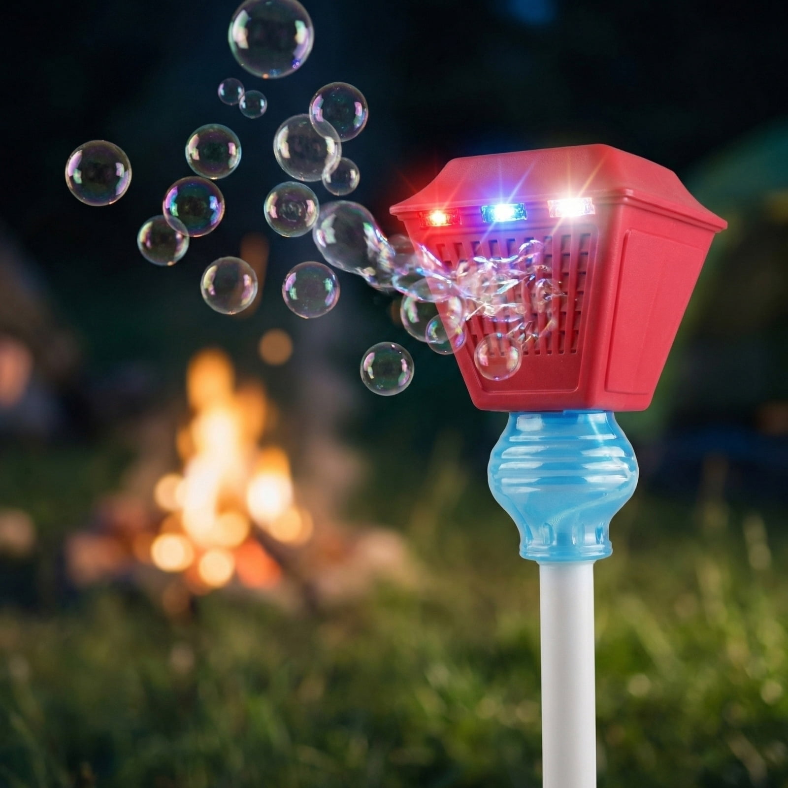 Automatic Bubble Machine Bubble Machine with Light Vertical Bubble Maker for Birthday Outdoor Wedding Christmas Party Interactive Rechargeable Street Light Shaped (Red)