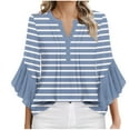 thumbnail image 2 of Shirts for Women Summer and Fall Fashion Plus Size Solid Color 3/4 Sleeve V-Neck Top/Shirt, 2 of 4