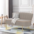 thumbnail image 6 of Small Loveseat Settee Upholstered Sofa Couch Banquette Bench Ottoman with Backrest and Golden Metal Legs for Dining Room Living Room Bedroom, 6 of 6