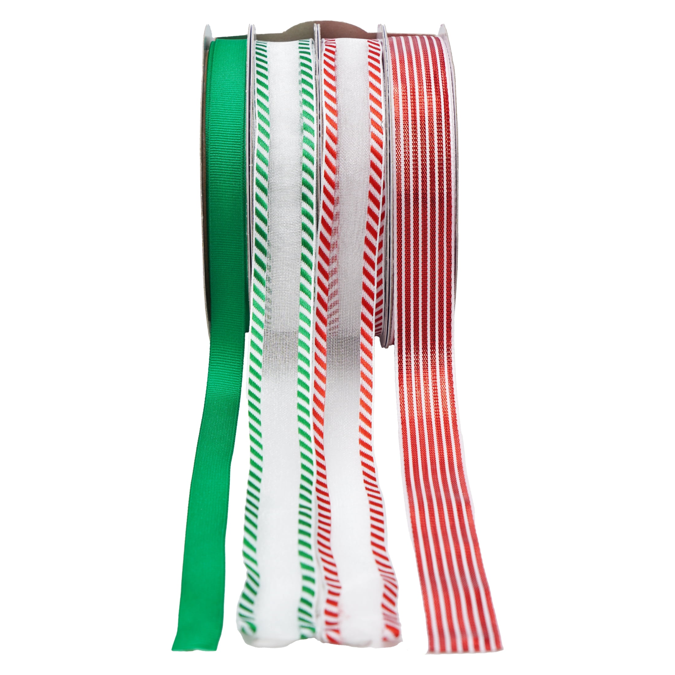Red/Green/White Christmas Ribbon, 12', 4 Pack, by Holiday Time