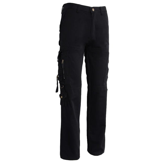 TISHITA Pantalon de Travail Rétro Élégant pour Homme Garçon à Multiples Poches pour la Marche et la Randonnée 10 Tailles Noir