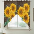 thumbnail image 5 of Vintage Sunflower Swag Valances for Windows 2 Pack Yellow Floral Butterfly Farm Wood Grain Swag Kitchen Curtains 63 Inches Long Rod Pocket Short Window Treatment for Kitchen Bathroom 36"x63", 5 of 9