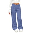 thumbnail image 6 of XRoczxe Girls Solid‑Color Wide‑Leg Casual Pants, Elastic Waist Lightweight Straight‑Leg Sports Trousers For Autumn Daily Outfit|Drak Blue, 6 of 9