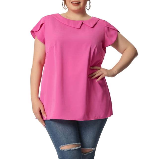 BluTop De GaCuello Del Barco ManDe Aleteo TalGrande PaMujeres RoCaliente 3XL