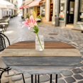 thumbnail image 4 of Farmhouse Haze Blue Brown Fitted Tablecloth with Elastic Edged, Round Table Cloth for Dining Table, Vintage Wooden Striped Waterproof Oil Proof Table Cover for Indoor Outdoor 55"-60", 4 of 8