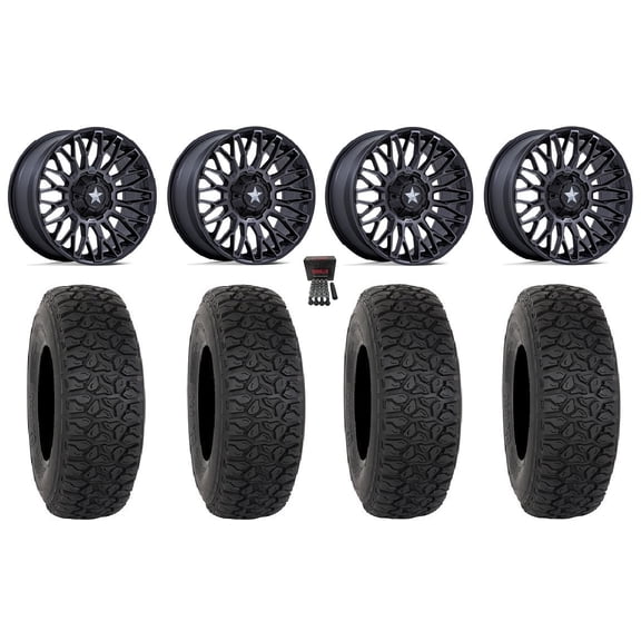 MSA Clubber 15" Wheels Black DDT 35" DX440 Tires Polaris RZR Turbo R & Pro R Ranger 1500 Xpedition
