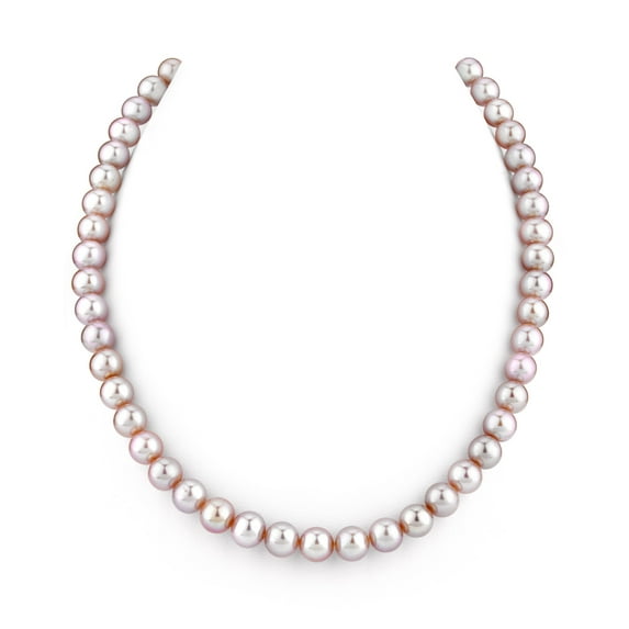 9-10mm AAA Quality Round Pink Freshwater Cultured Pearl Necklace for Women in 18 Princess Length