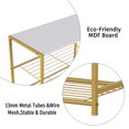 thumbnail image 7 of Yusong Shoe Rack, 5 Tier Shoe Organizer Storage for Closet Entryway, Narrow Tall Metal Shoe Shelves with Industrial Wooden Top, Gold and White, 7 of 7