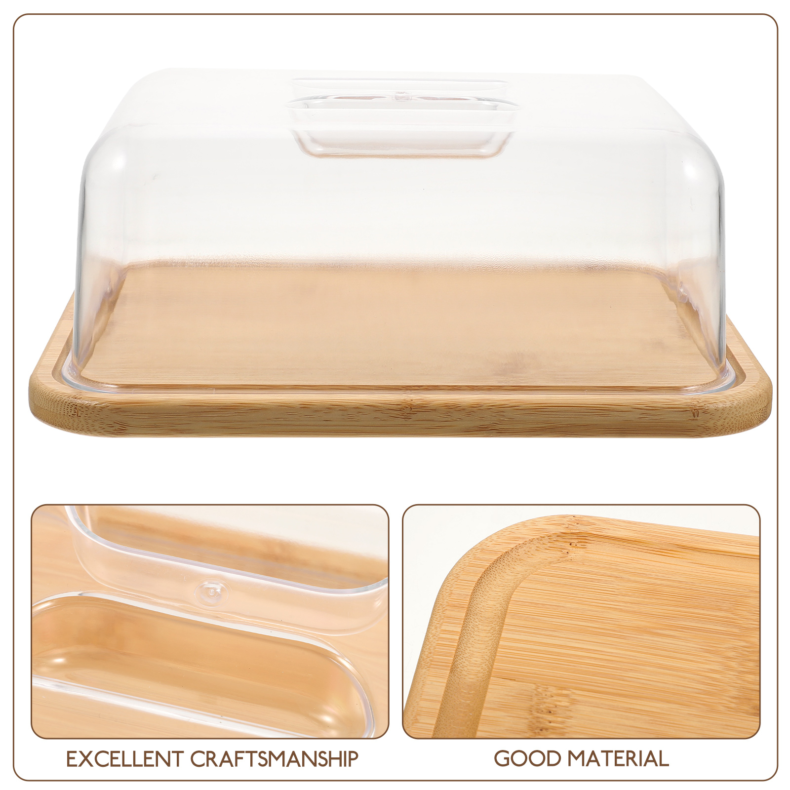Hemoton 1 Set Cake Stand Cake Plate with Dome Cake Tray and Acrylic Lid Bamboo Cake Stand Acrylic Cake Dome