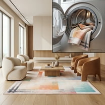 SAFAVIEH Paint Brush Dayna Abstract Area Rug, Pink/Blue, 7'9" x 10'