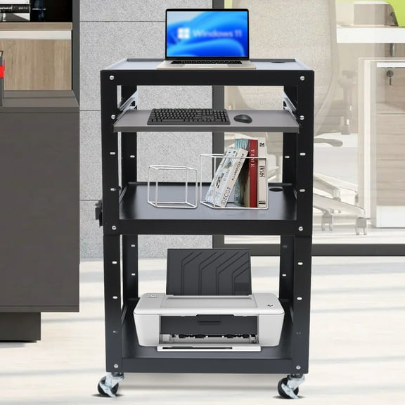 Mkyiongou AV Presentation Cart Stand for Video Projector, TV, Laptop Computers, AV Cart
