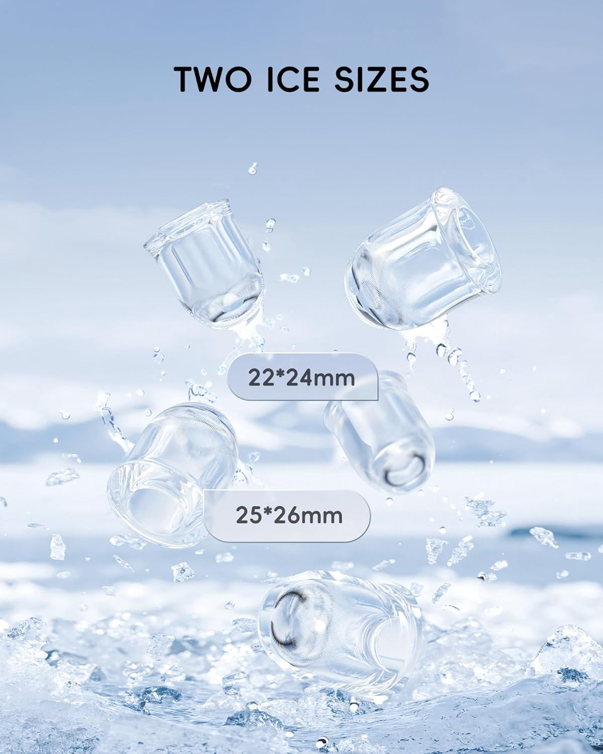 Ice Makers Countertop, Ultra Slim Design with Full-Color Panel, Internal Lights, 26 lbs/24H, Timer Ice Making, Two Ice Sizes, Portable Self-Cleaning Ice Machine for Home/Kitchen/RV