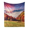 thumbnail image 1 of Nature Soft Flannel Fleece Throw Blanket, Pastoral Colorful Autumn Morning in the Majestic Mountains European Peaks Print, Cozy Plush for Indoor and Outdoor Use, 50" x 70", Multicolor, by Ambesonne, 1 of 6