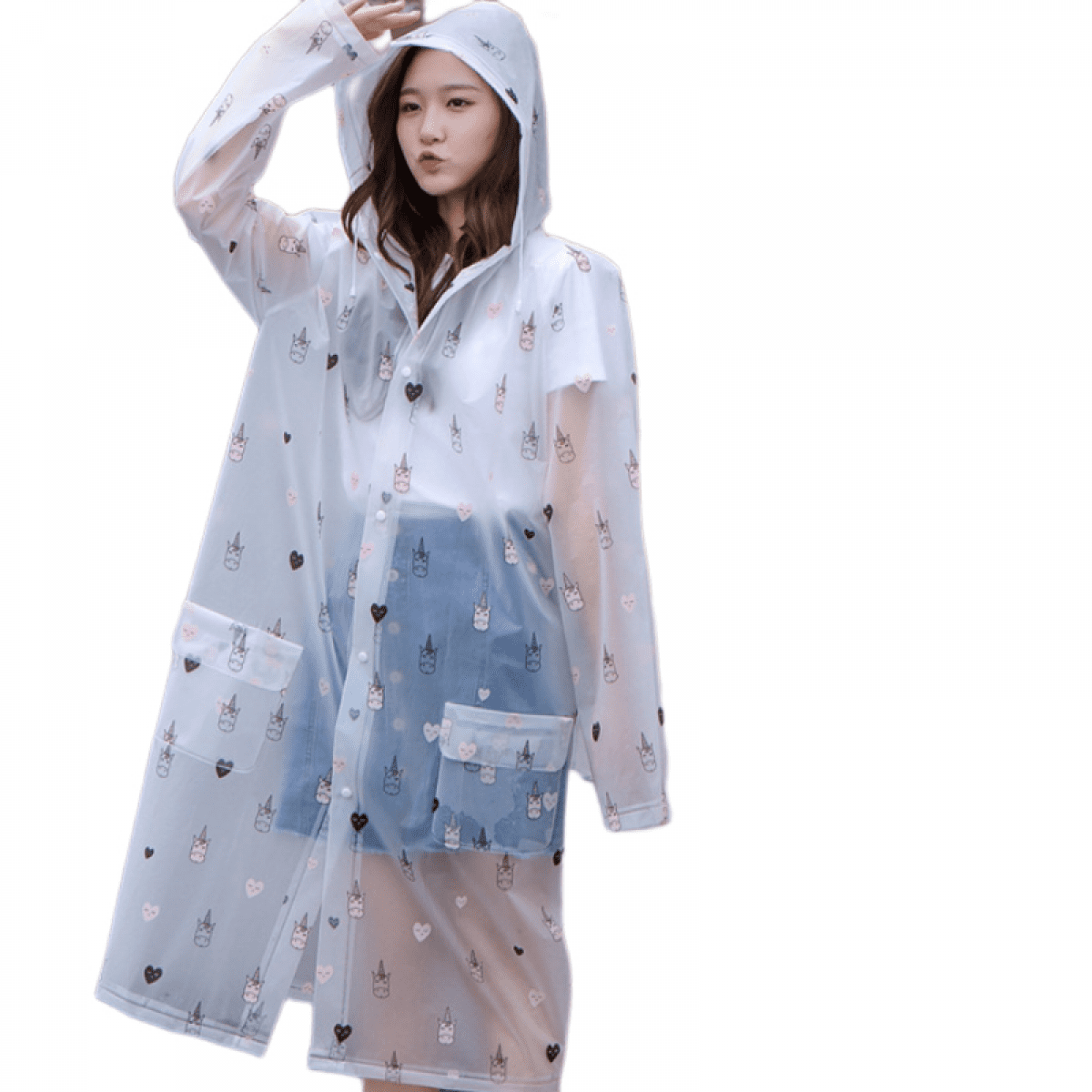 Super Transparent Raincoat for Women Fashion EVA Waterproof Rain Poncho with Hood Drawstring（size - Walmart.com