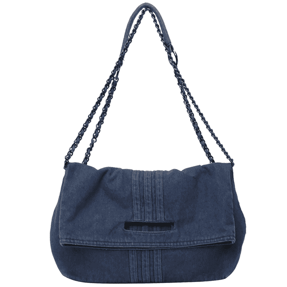 Farcauo Denim Purse for Women Jean Shoulder Bag Trendy Denim Crossbody Bags Dark Blue Tote Bag