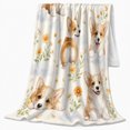 thumbnail image 2 of Playful Corgi Watercolor Autumn Art, Playful Pet Portrait Pattern, Warm Flannel Blanket for Living Room and Bedroom, Dog Lovers Thanksgiving Gift, Pet Lover Home Decor, 2 of 9