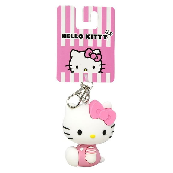 Hello Kitty 3D Molded Rubber Charm with Clip, Size 2.25" x 1.5" x 6", Girls
