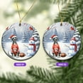 thumbnail image 2 of Hello Winter Great Dane Football Snowman Welcome Snowy Morning Ceramic Round Ornament Danes Dog Lover Gifts Home Tree Decor - 01012, 2 of 5