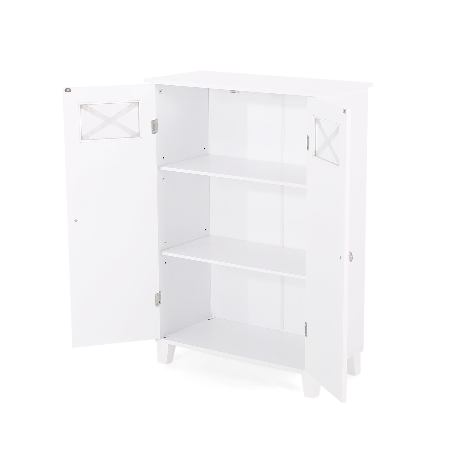 Kadyn MDF Bathroom Storage Cabinet, Floor Storage Cabinet with Double Door, Accent Storage Cabinet for Kitchen, White