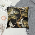 thumbnail image 2 of Nawypu  Throw Pillow Covers Asian Dancing Oriental Cranes Japanese Writing Vintage Geometric Pattern Black Gold White Decorative Pillow Cases Home Decor Square Pillowcases, 2 of 5