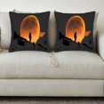 thumbnail image 3 of Set of 2 18x18in Throw Pillow Covers - Vibrant Orange Moon Design Perfect for Couch Bed or Car - Adds Warmth and Style, 3 of 8