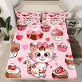 thumbnail image 2 of Erosebridal Kawaii Cat Kitten Sheet Set Full, Sweet Cake Dessert Bedding Sets Full Size, 4pcs, 2 of 7