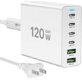 thumbnail image 1 of Bloque de cargador rápido USB C, 120 W GaN 6 puertos (6 x 20 W) tipo C PD cargador, enchufe adaptado, 1 of 7