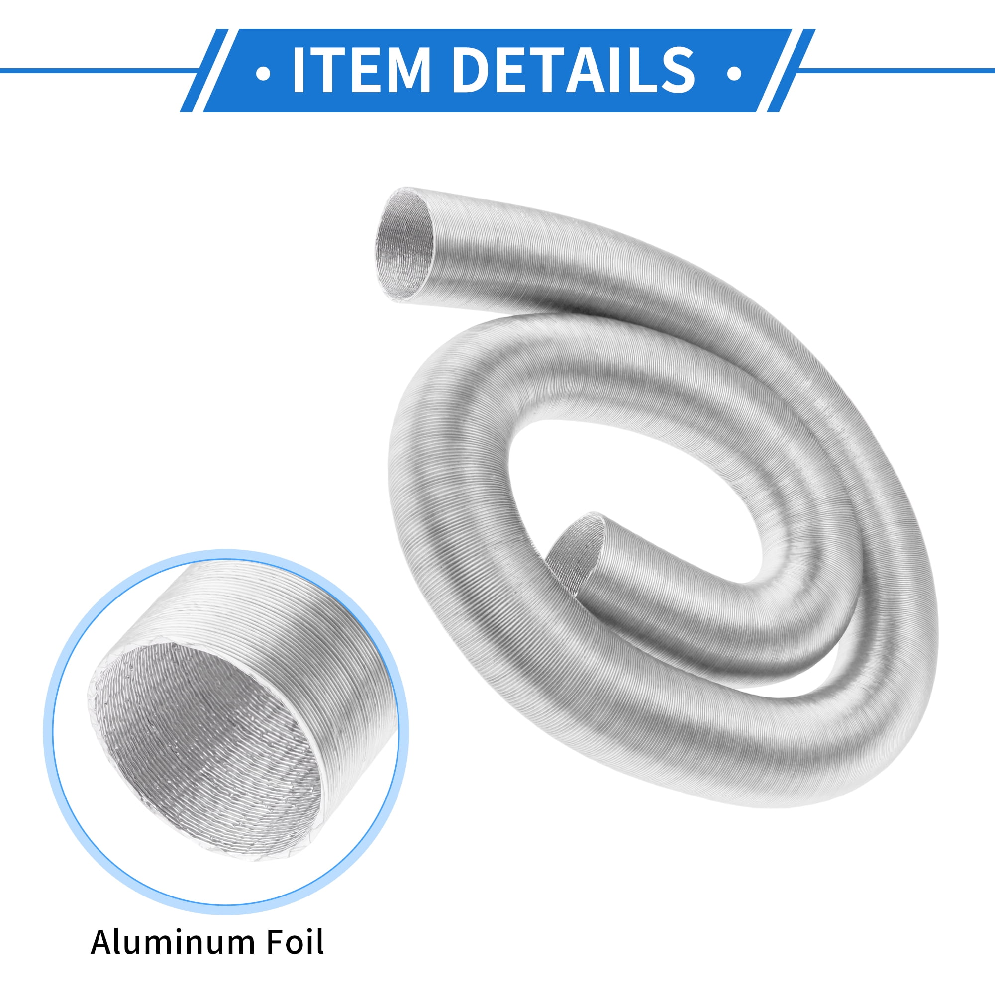 Unique Bargains 60mm Dia 300cm Car Heater Duct Pipe   Aluminum Foil Warm Air Ducting Hose for Diesel Heater Silver Tone