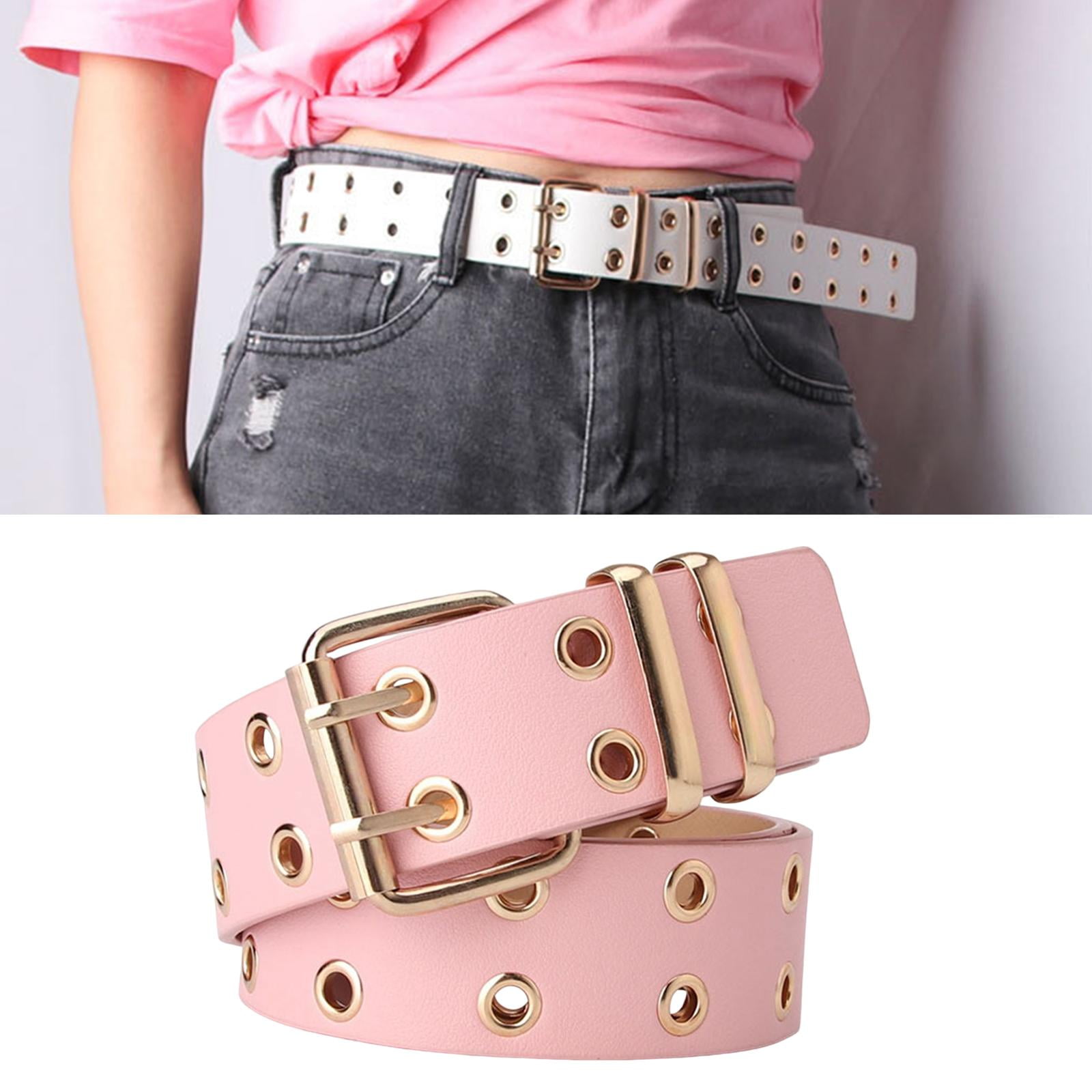 Double Grommet Punk Belt Rock Eyelet Accessories with for Pants Women Men Pink Walmart