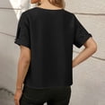 thumbnail image 4 of Eiyaclvo Womens Linen Tops Summer Short Sleeve Crew Neck T Shirts Loose Fit Solid Basic Tees Comfy Lightweight Casual Dressy Top, 4 of 9